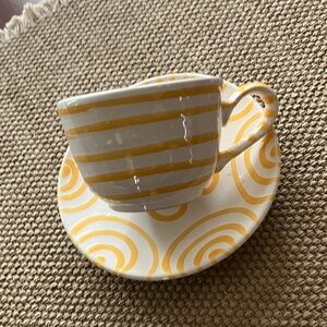 Gmundner Keramik Yellow & White Striped Teacup